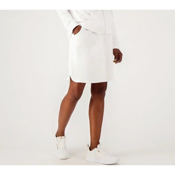 Denim & Co. Active French Terry Regular Skort Regular Skort White,XXS - Picture 1 of 1